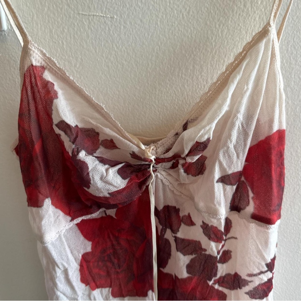 Floral Spaghetti Strap Dress - sheer slip